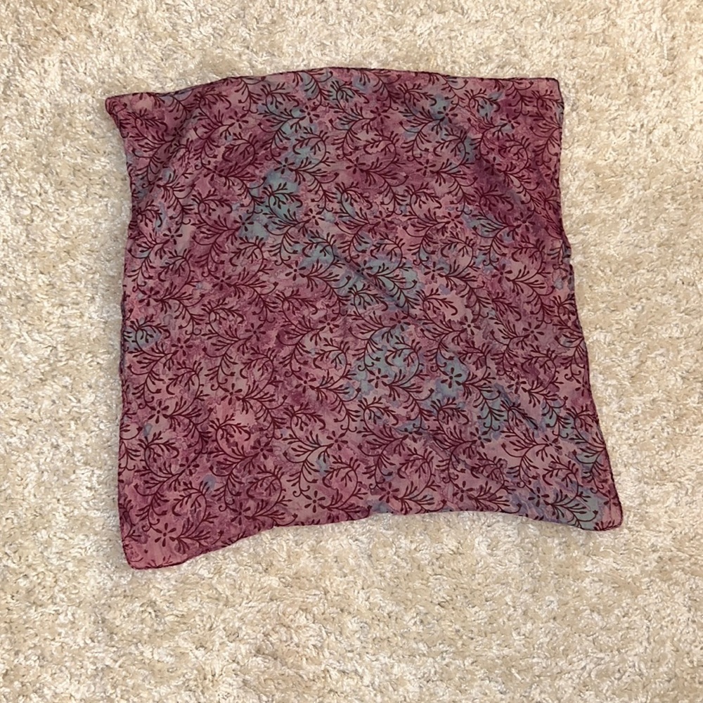 Violet and blue bandanna with floral patterns